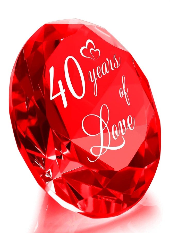 YWHL Happy 40th Wedding Anniversary Romantic Gifts for Her Him, Ruby Wedding Gifts for Her, 40 Years of Love Present for Couple, Red K9 Crystal Diamond Decoration - Image 1